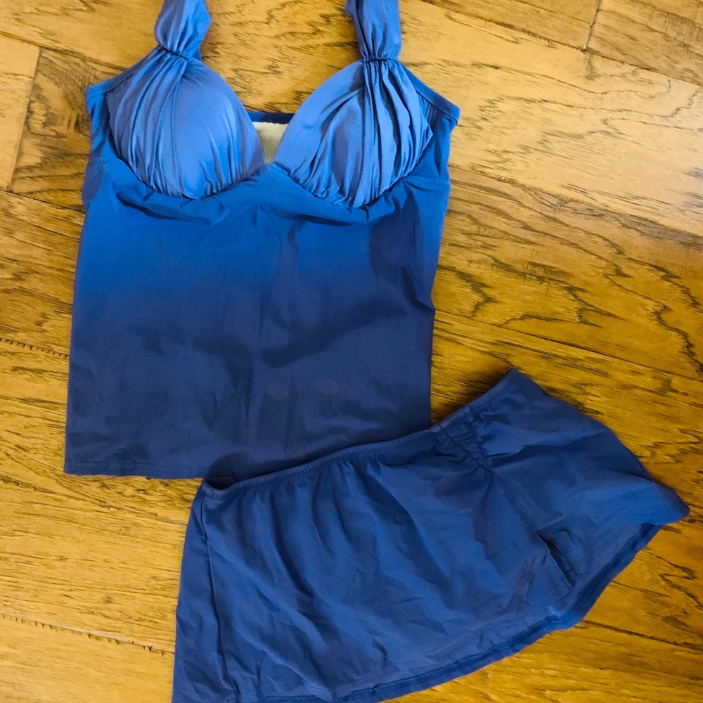 Land’s End royal blue tankini set skirted swim 4